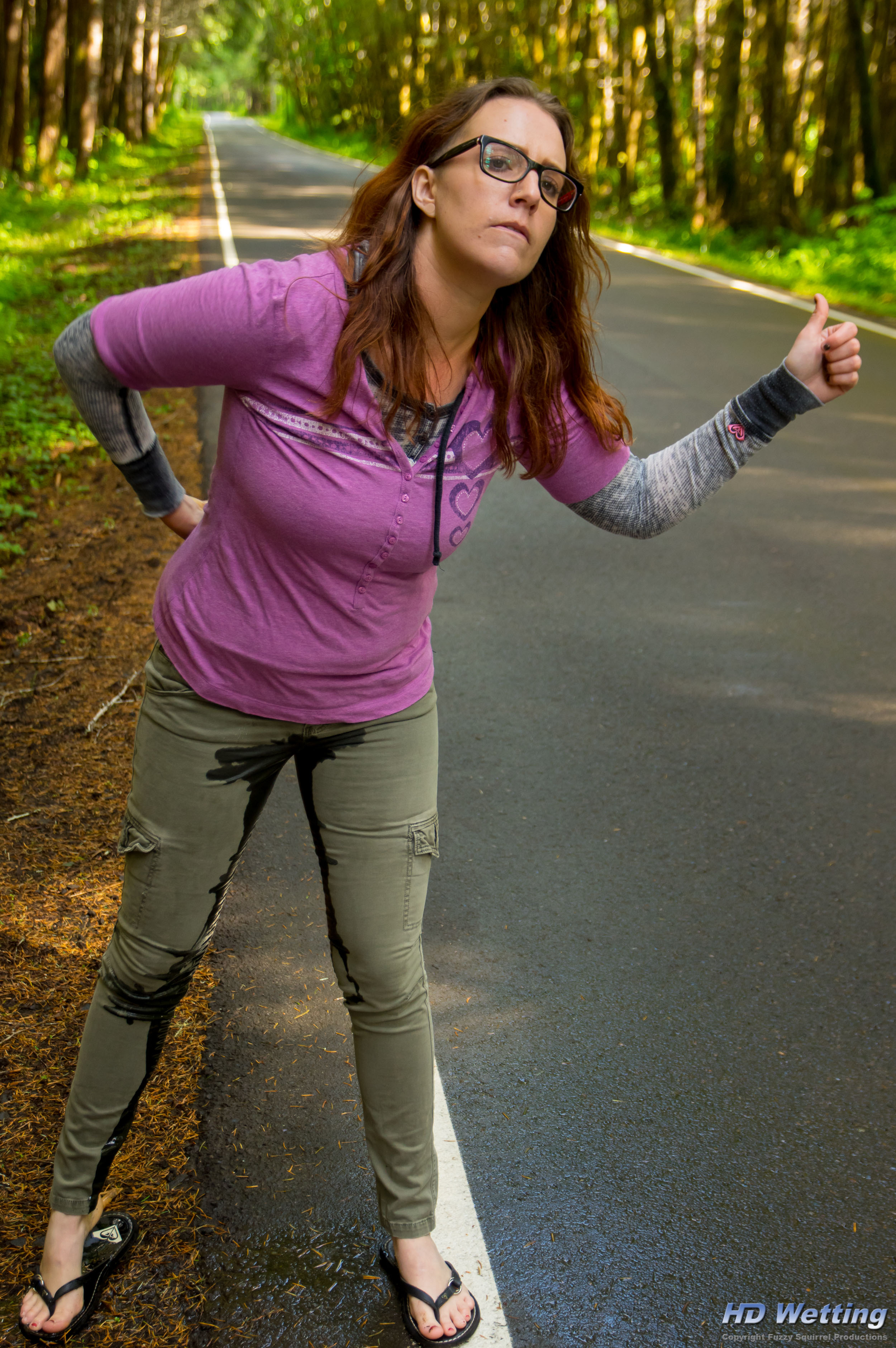 hitchhiking-3107 After she pees in her pants, they are left visibly soaked