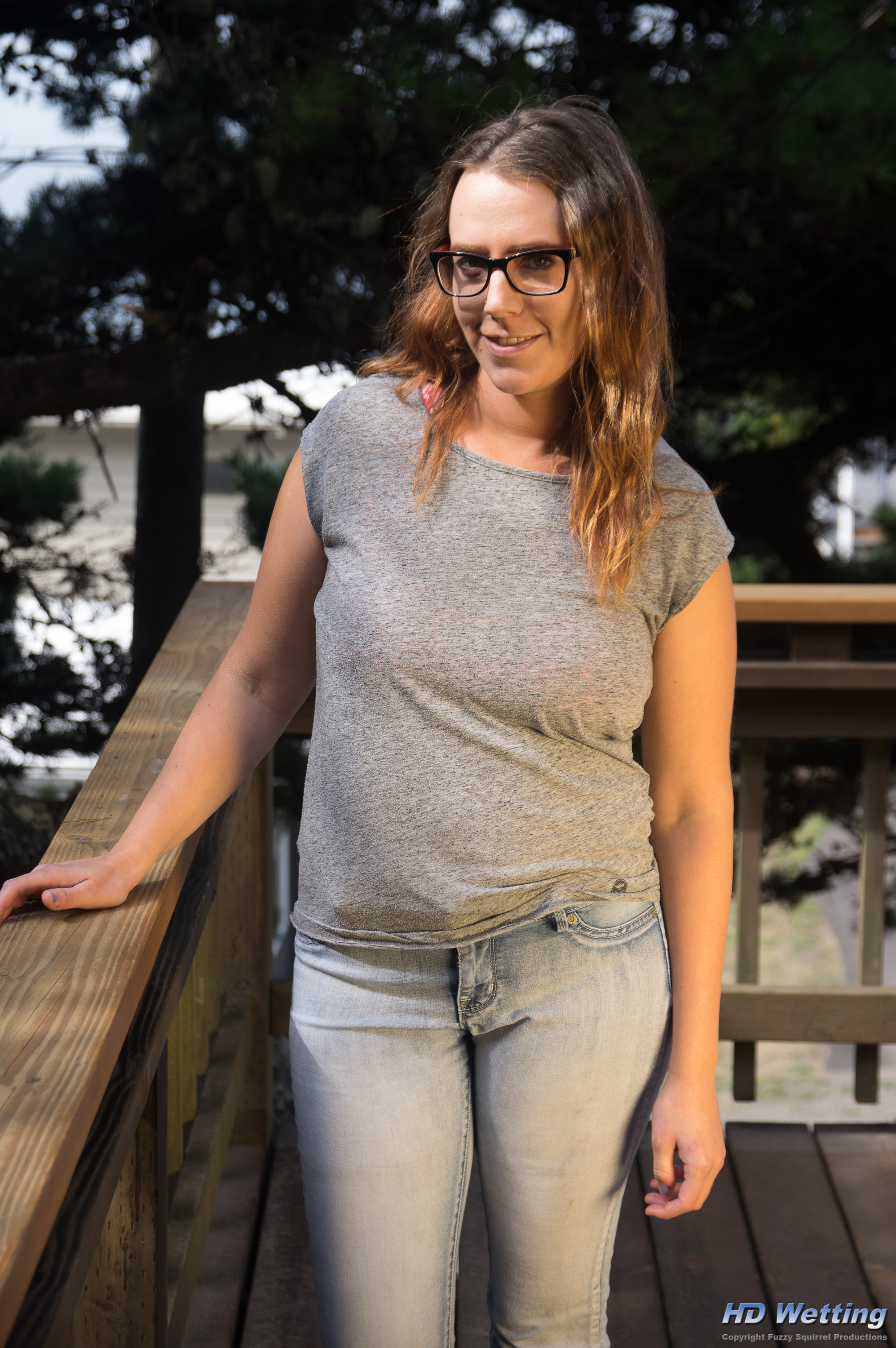 jeans-panties-3899 Alisha looks cute in her faded jeans and gray t-shirt
