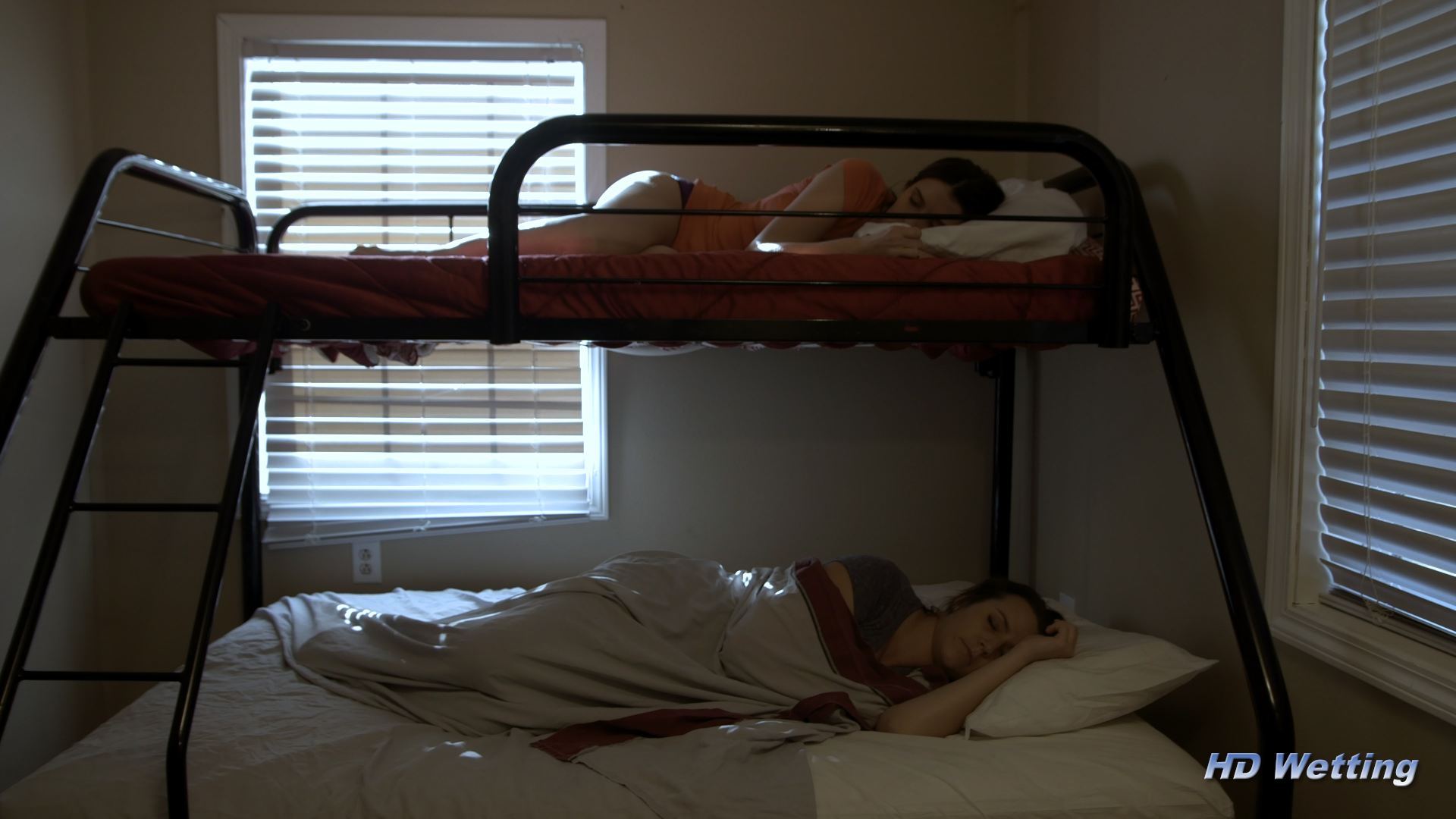 bunk-1 Sosha resting on the top bunk as Alisha rests peacefully below.