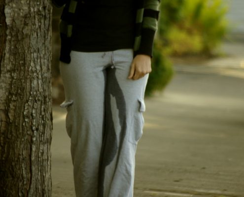 Peed her pants in public