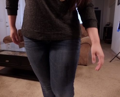 Wetting her jeans