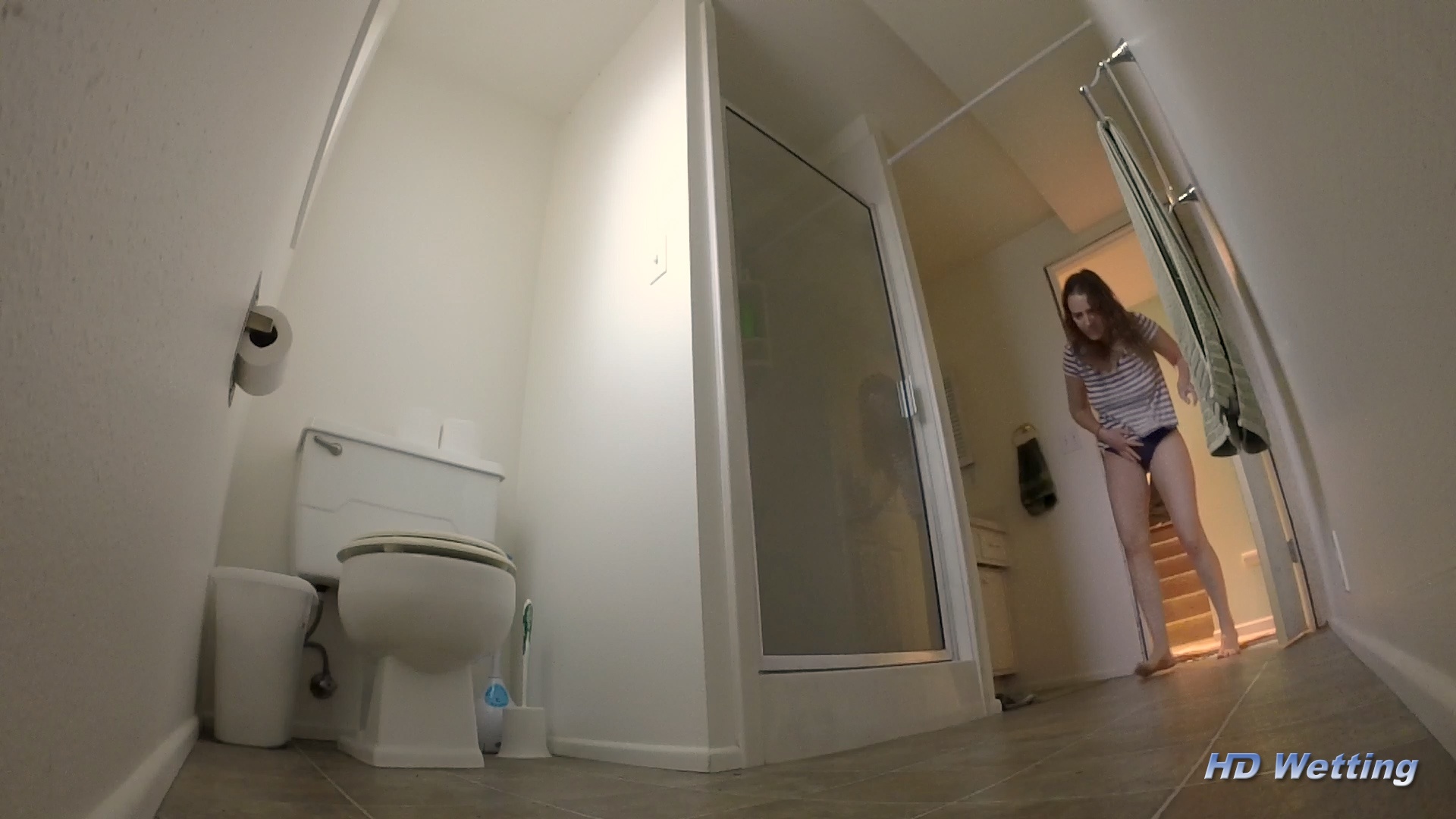 dribble-1 Alisha bursts into the bathroom, desperate to pee.