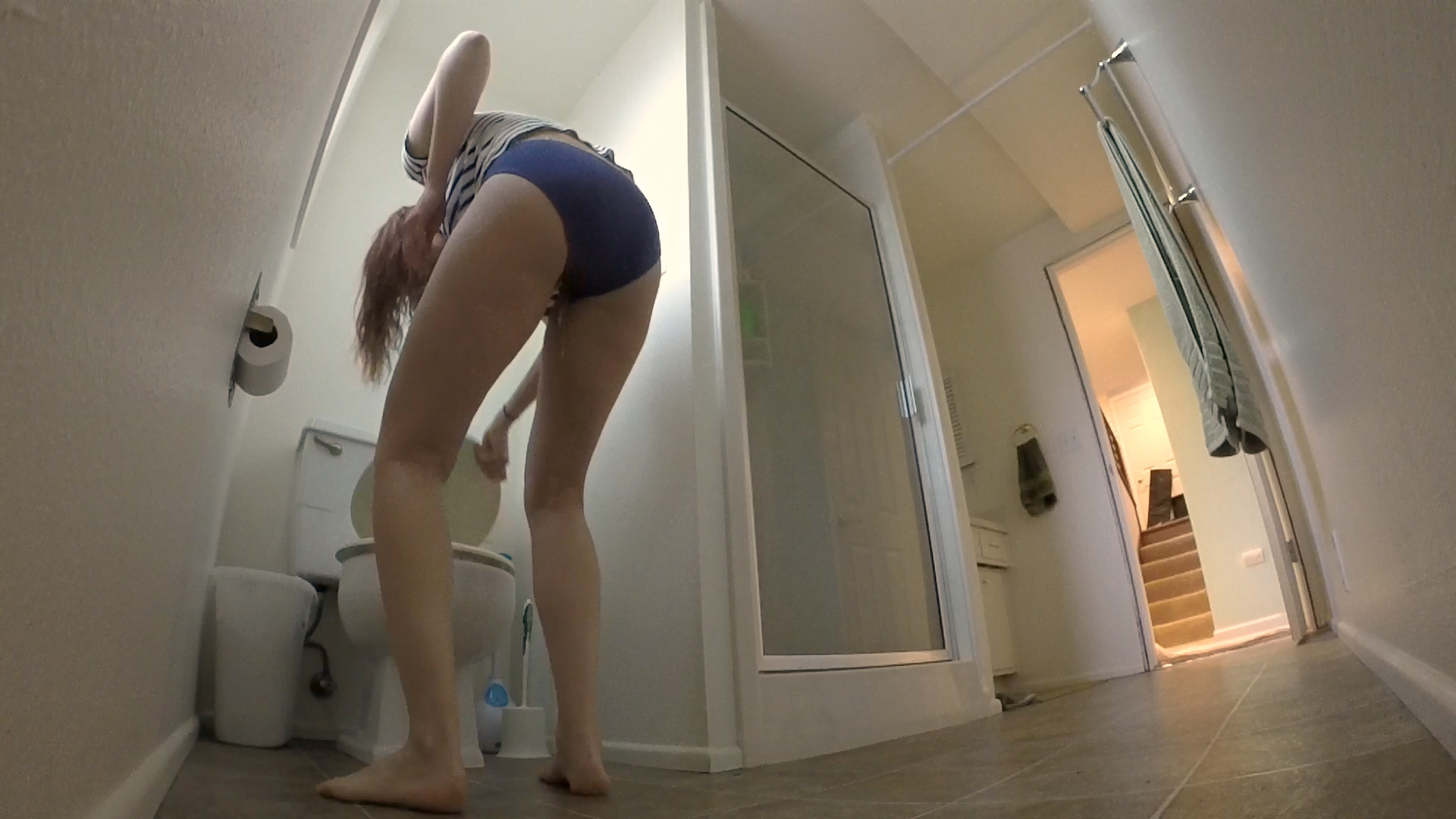 vid_791 Desperate, Alisha dribbles in her panties just before she is able to sit on the toilet.