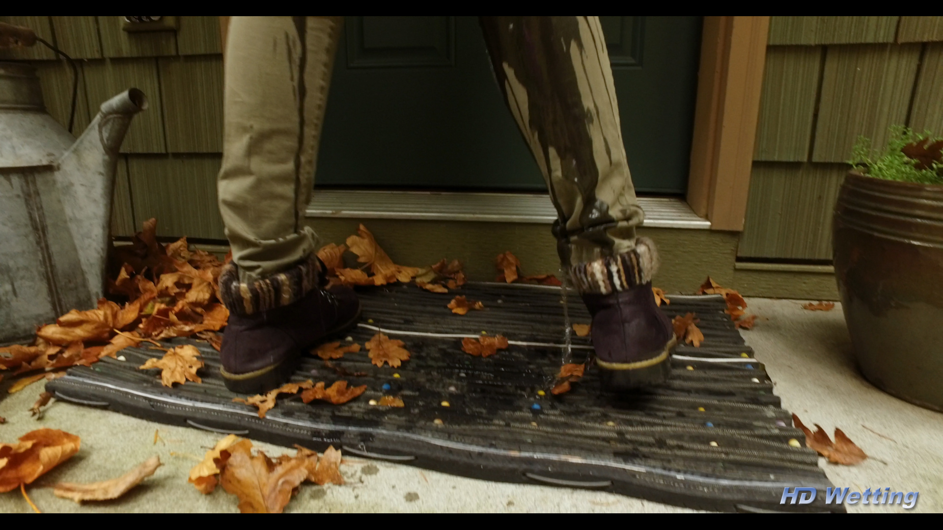squirrel-9 Pee trickles from the bottom of Alisha's pants into her shoes