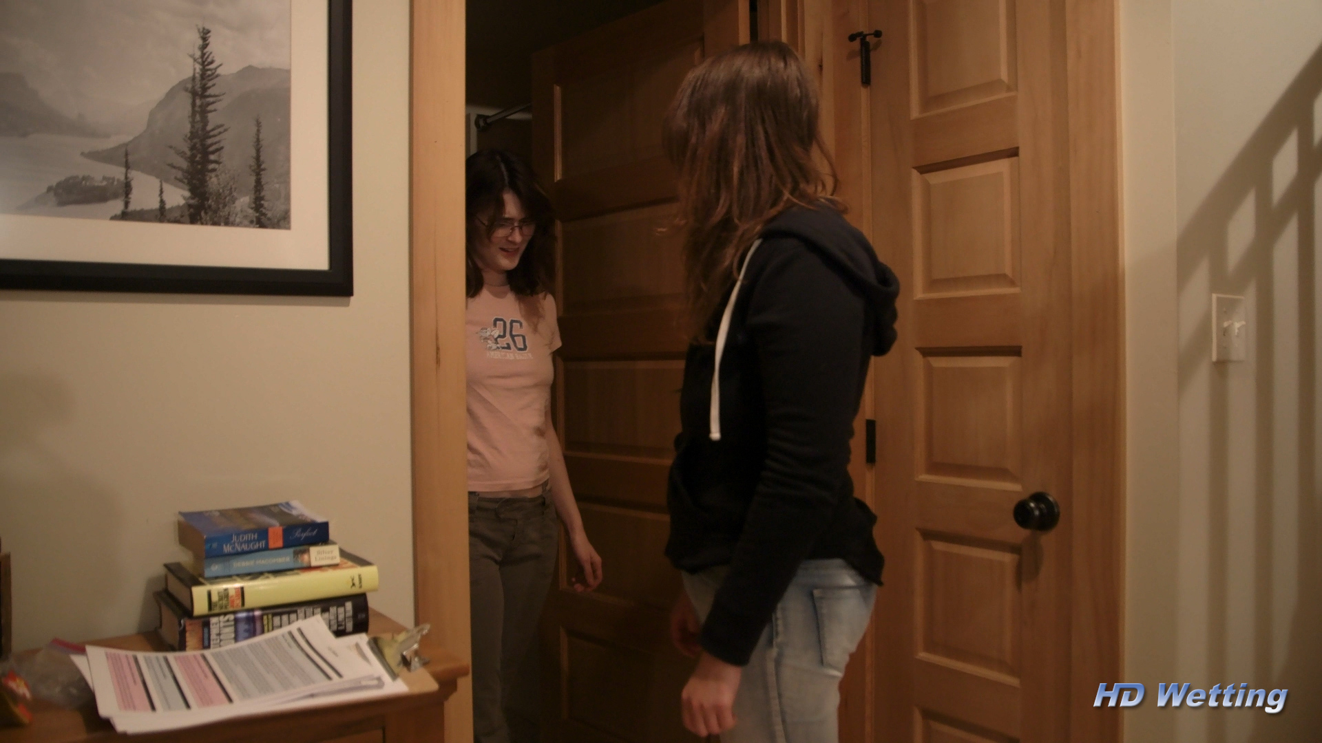 bathroom-8 Sosha exits the bathroom and sees Alisha's wet pants