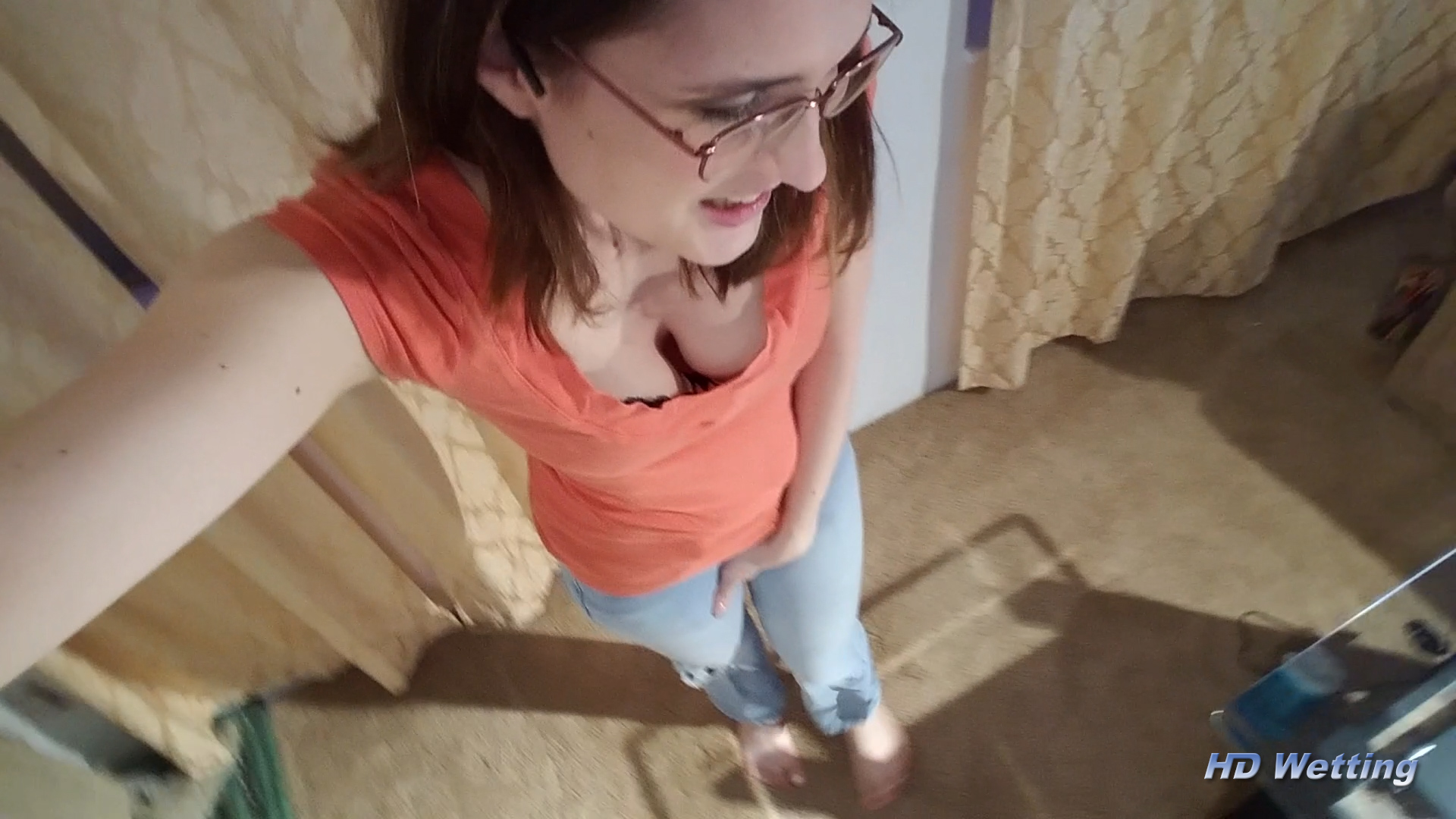 trying-6 Crossing her legs and holding herself