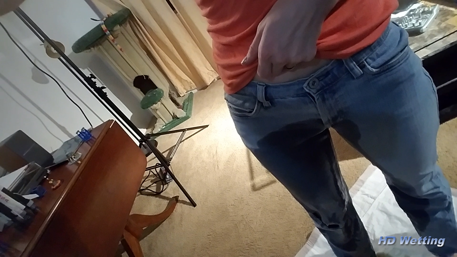 trying-9 Her jeans are soaked as she pees in them