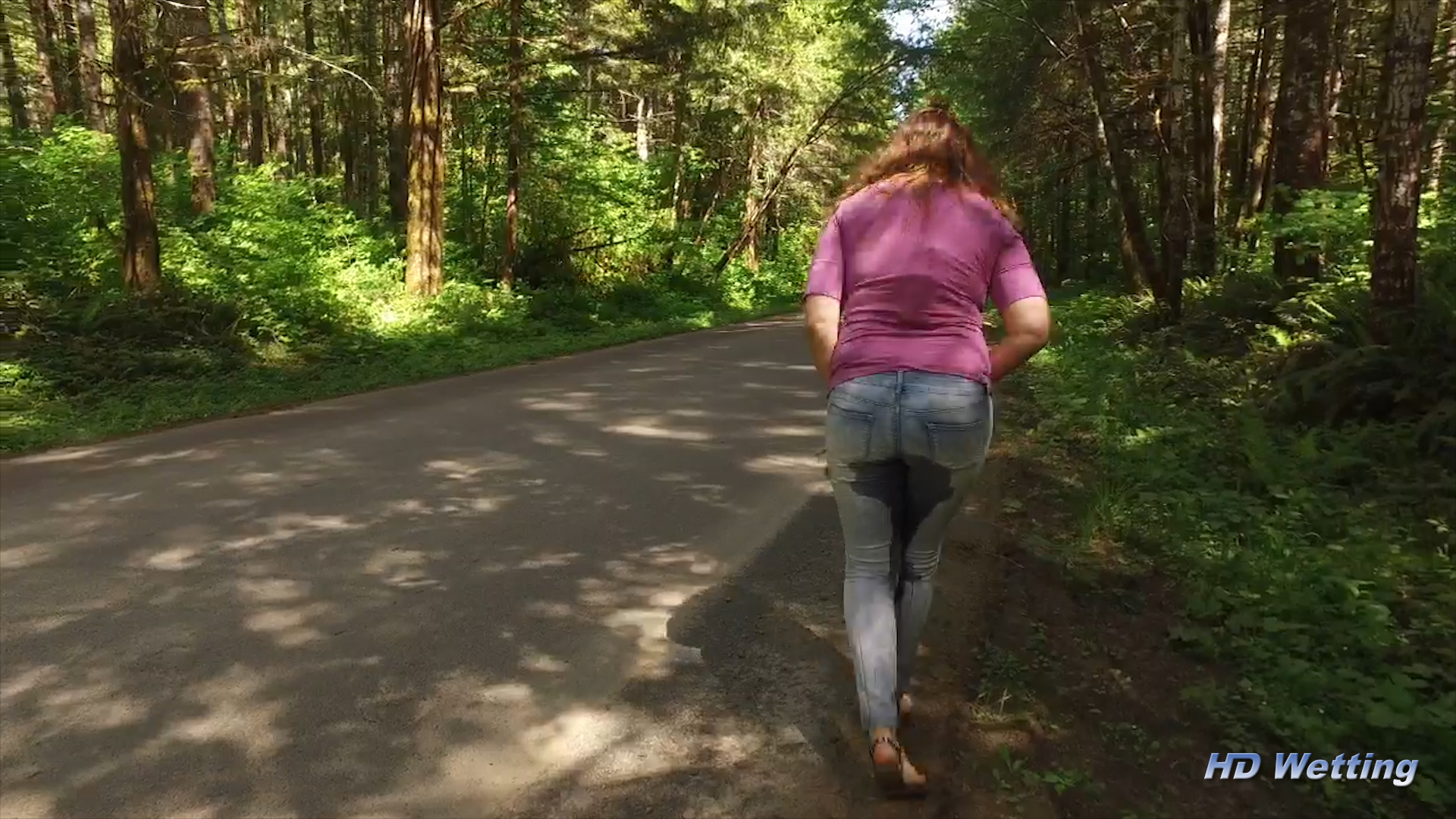 street-9 After peeing in her pants Alisha tries to quickly walk back to her camp site.
