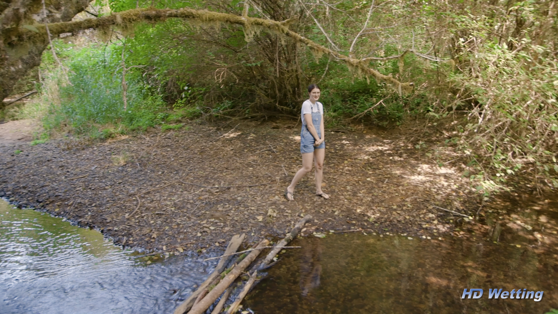 creek-3 Sosha needs to pee so bad that she holds herself as she walks.
