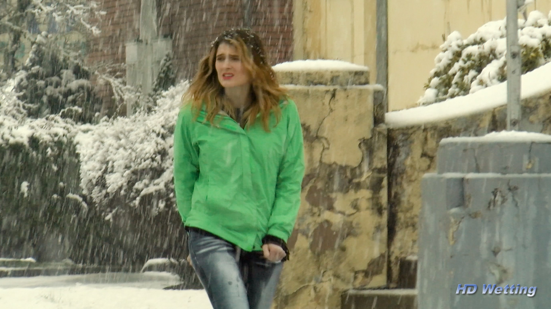 snow-9 Close-up shot of Sosha walking through the snow in her wet jeans.