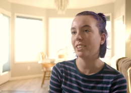 Olivia being interviewed about peeing her pants.