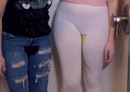 Alisha and Olivia peeing themselves at the same time.
