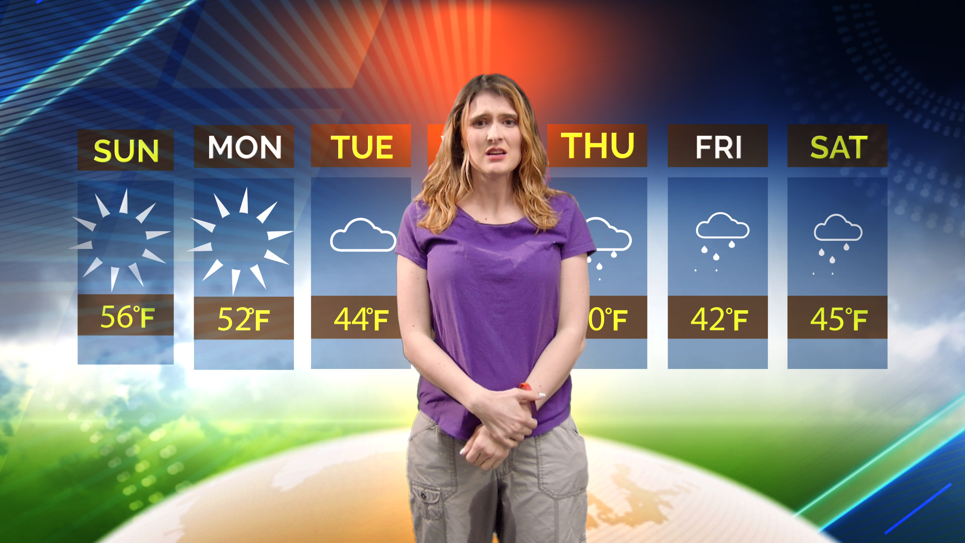 vid_900 A weather reporter pees herself during the seven-day forecast.