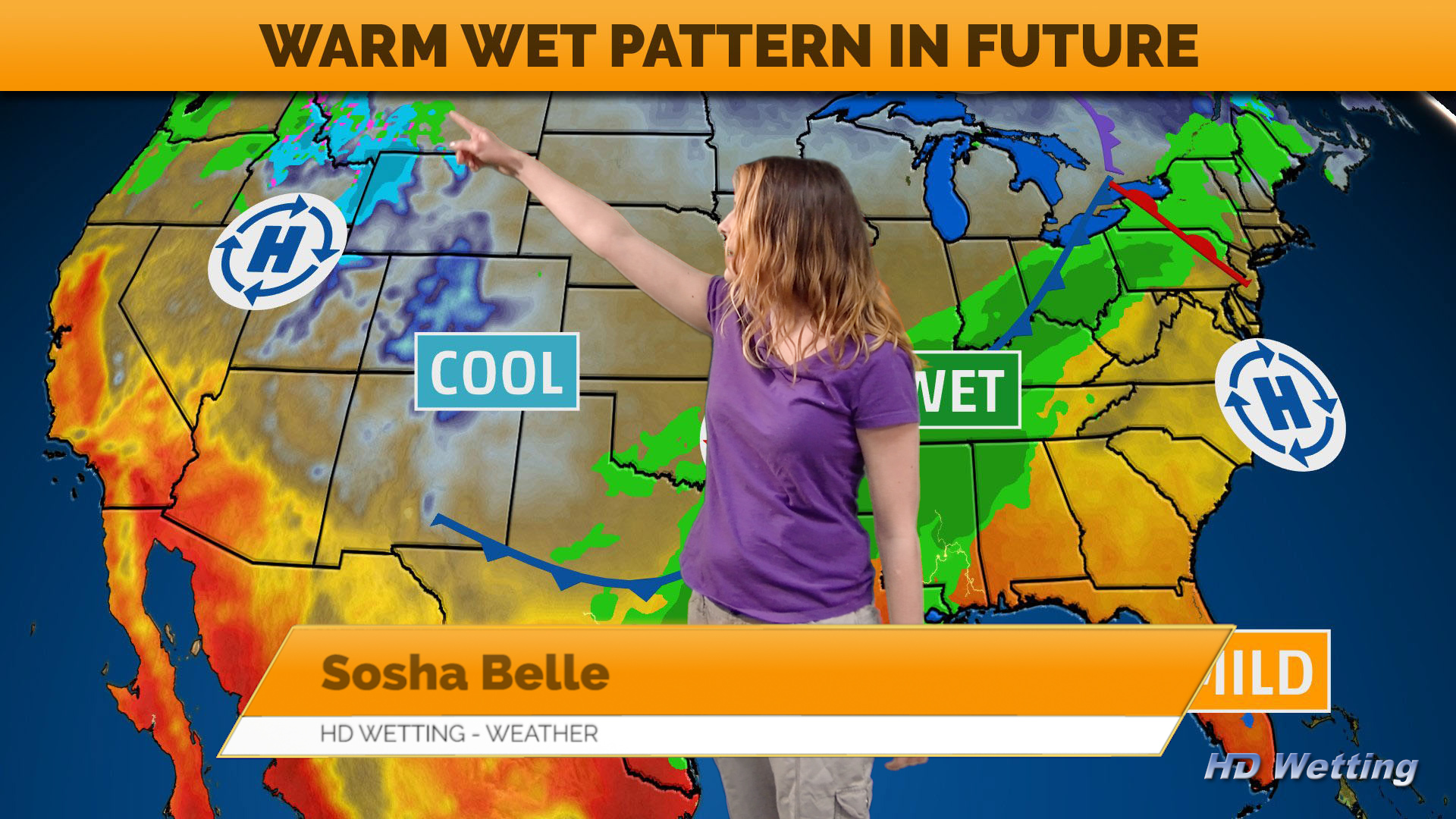 wx-3 Pointing out weather patterns on the map.