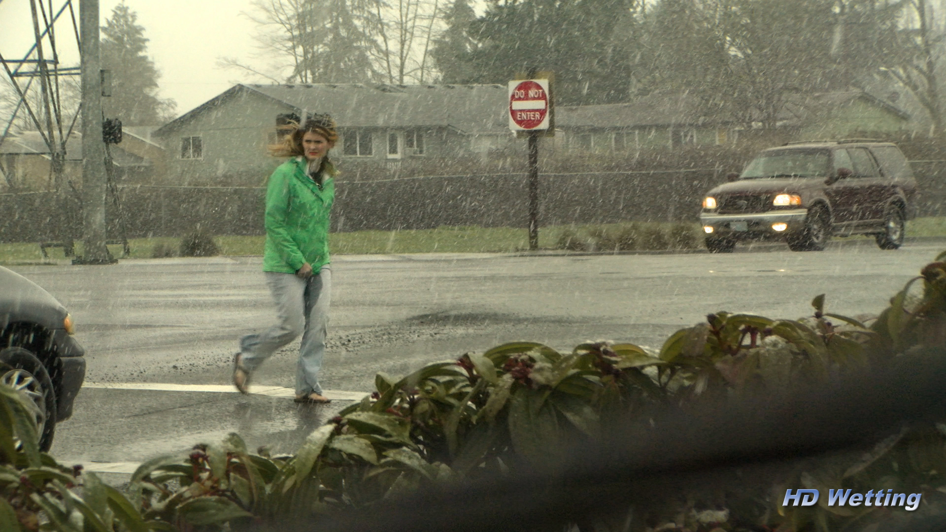 crossing-5 While peeing her pants and crossing the street, a minivan almost hits Sosha.