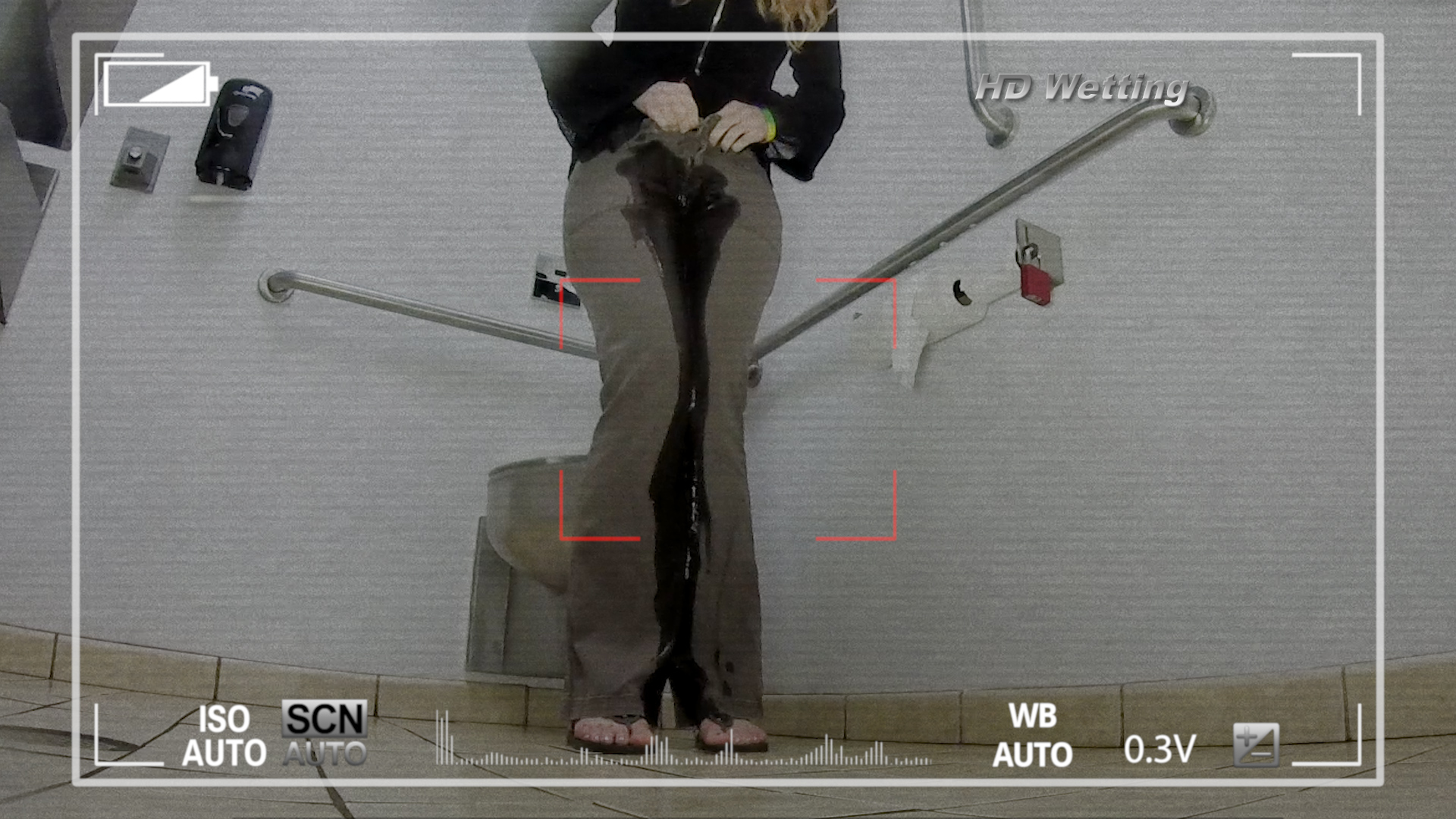 voyeur-3 Struggling to get her pants down, they get substantially more wet.