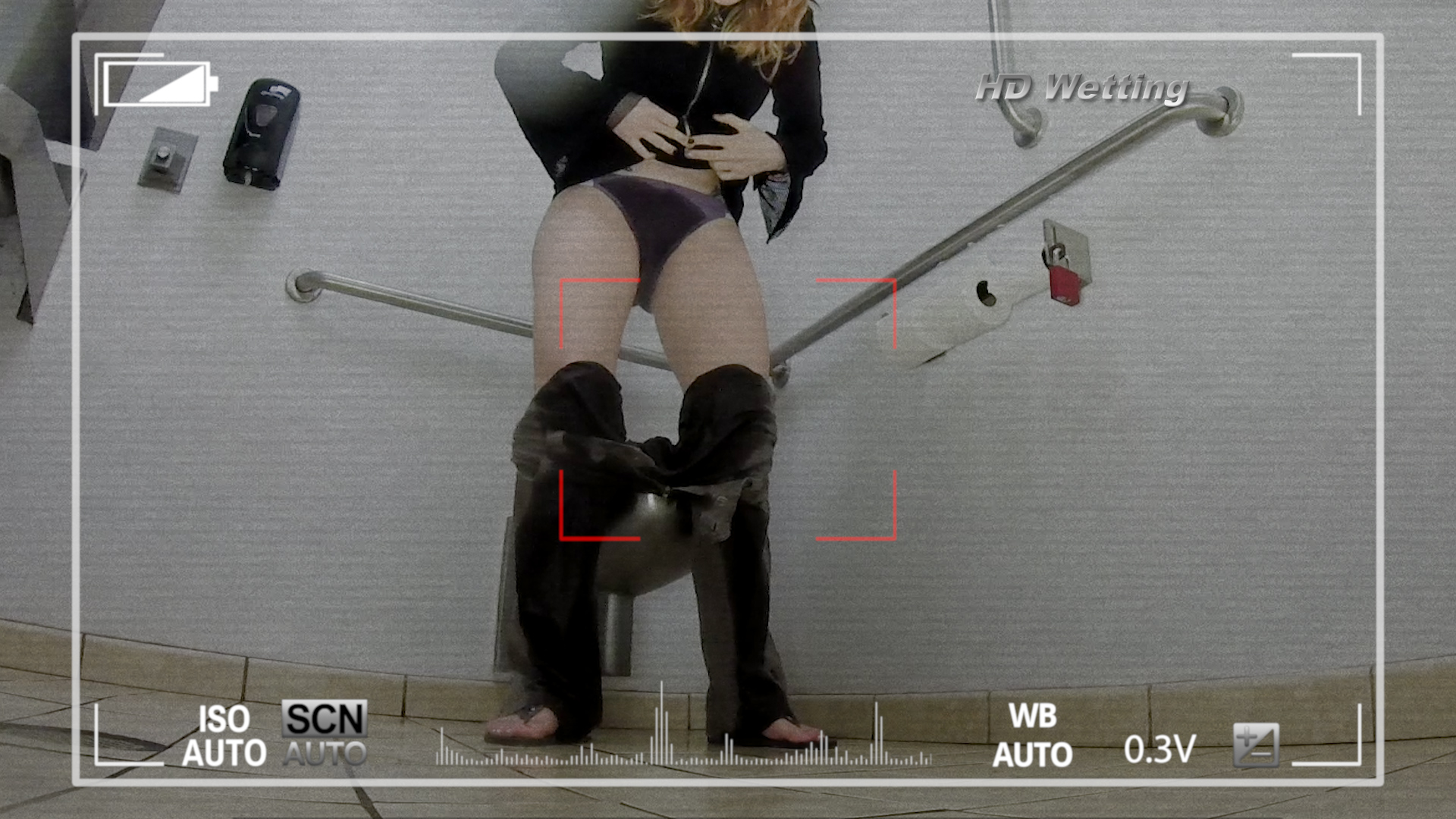 voyeur-6 Inspecting her wet pants and underwear.