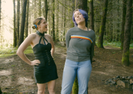 Sosha laughs as Olivia pees in her jeans.