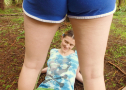 Olivia pees through her shorts onto Sosha.